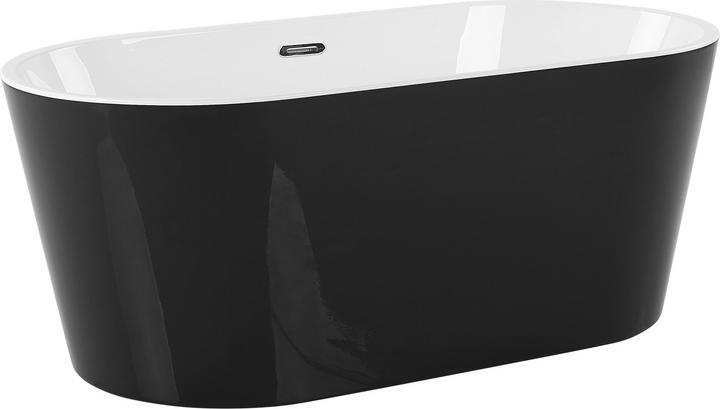 Produktbild Beliani Badewanne freistehend schwarz-weiss oval 160 x 80 cm HAVANA (230 l, 80 cm, 160 cm)