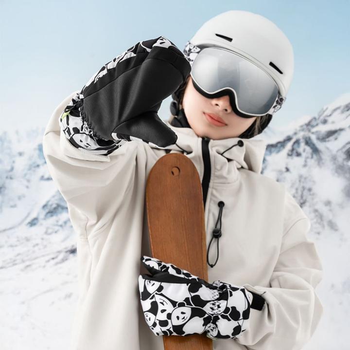 Actual product image Qunature The others Panda Heat Transfer Ski Gloves Kids Size S - Black/White (S)