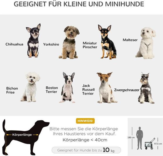 Image du produit Swisshandel24 2-in-1 Hundebuggy, Haustierwagen mit abnehmbarem Korb (Chien, Pliable)