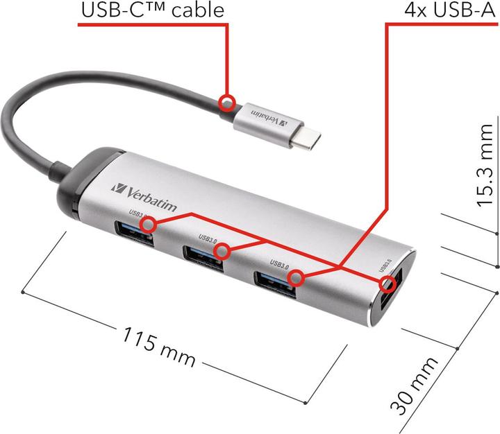Productafbeelding Verbatim Multiport (USB-C, 4 Havens)