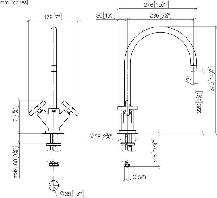 Produktbild Dornbracht Tara keukenkraan 1-gats mengkraan Platina Mat 2281589206