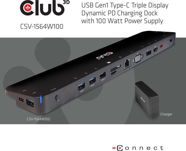 Produktbild Club 3D CSV-1564W100 (USB-C, 1 Ports)
