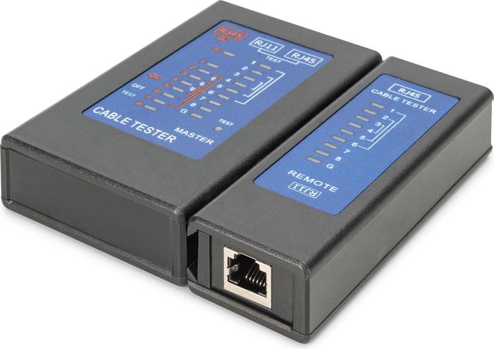 Immagine prodotto Digitus Tester per cavi, rete, RJ45, unità principale del tester monofacciale, remoto, tester PoE, con
