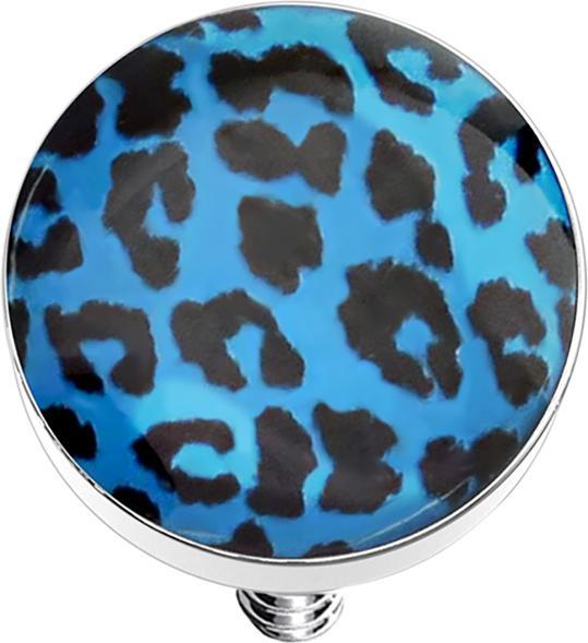Star Piercing Dermal Anchor Scheibe mit Leopardenmuster blau (Chirurgenstahl 316L, ohne Messing)