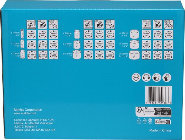 Actual product image Makita Hole saw set (68 mm, 38 mm, 57 mm, 29 mm, 22 mm, 35 mm, 54 mm, 51 mm)