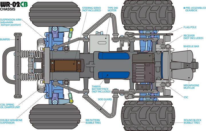 Actual product image Tamiya Comical Grasshopper WR-02CB 2WD (Kit)
