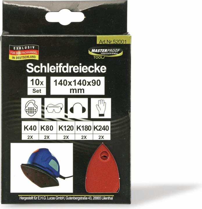 Produktbild Eneroid 10er-Schleifdreiecke-Set, 140x140x90mm je 2x K40/K80/K120/K180/K240