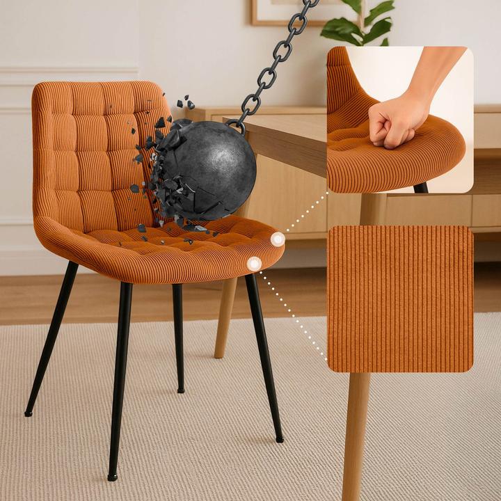 Image du produit CLP Chaise de salle à manger Sardna revêtement velours côtelé rembourré avec dossier