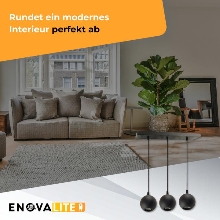 Produktbild Enovalite LED-Pendellampe GLOBE, GU10-Fassung, IP20, Ø10cm, 3 flammig, schwarz (GU10)