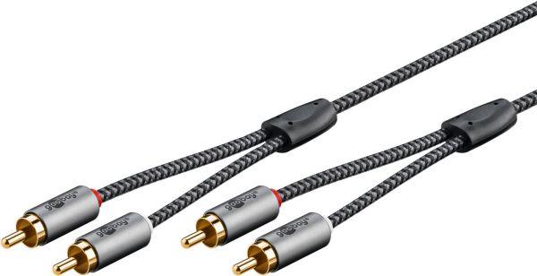 Goobay Stereo-Cinchkabel, 1 m, Sharkskin Grey (1 m, Cinch)