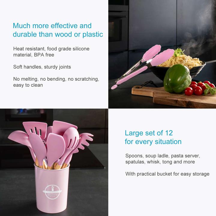 Actual product image Intirilife 12-piece kitchen utensil set with tongs whisk spatula
