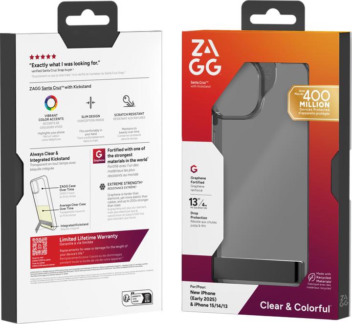 Actual product image Zagg Santa Cruz Kickstand Case iPhone 16e/15/14/13 Black (Apple iPhone 16e)