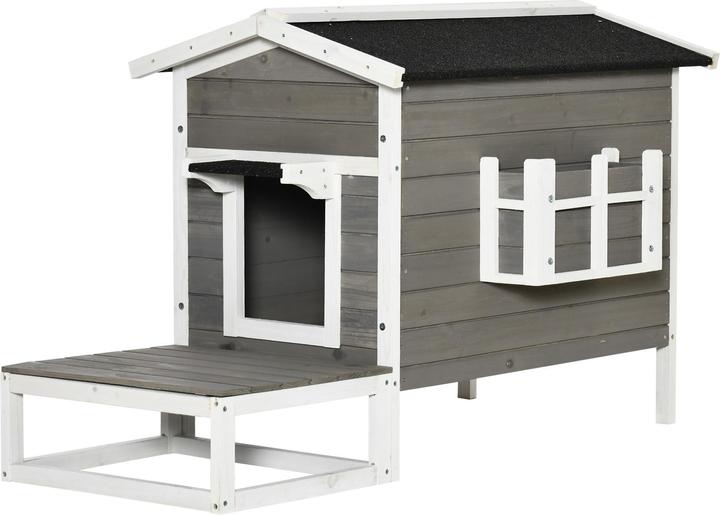 Produktbild PawHut Katzenhaus mit Terrasse und Balkon (Katze)