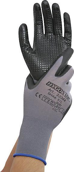 Actual product image kaiserkraft ERGO FLEX NOPPEN stretch knit gloves, black/grey, pack of 120 pairs, size 10 (XL)