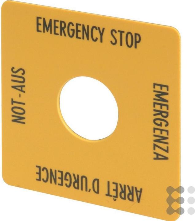 Actual product image Eaton Emergency stop sign 50x50mm quadrilingual