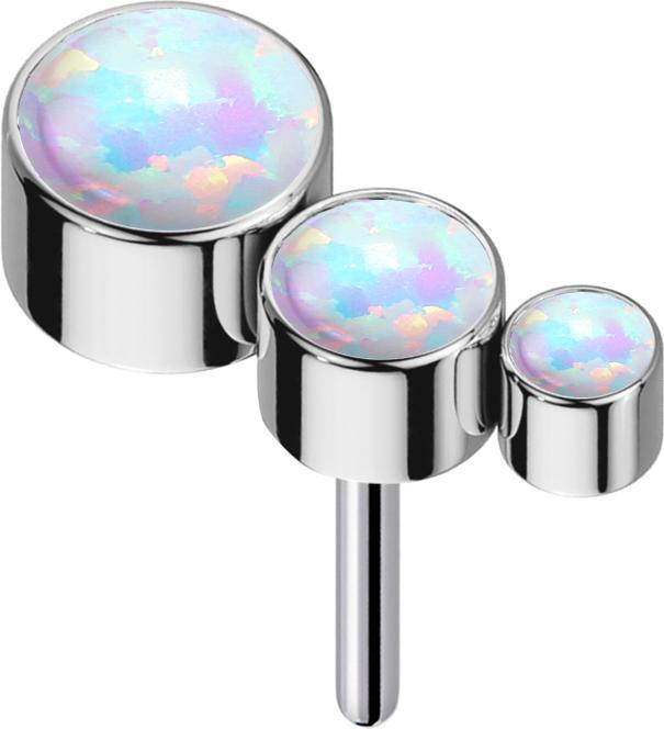 Actual product image Star Piercing Threadless silver descending three opals white (without brass, Titanium G23)