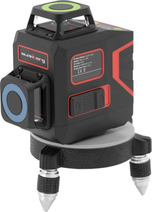 Actual product image Steinberg 360°-Cross line laser with carrying bag - green - 15-30 m - self-leveling - mini tripod - remote
