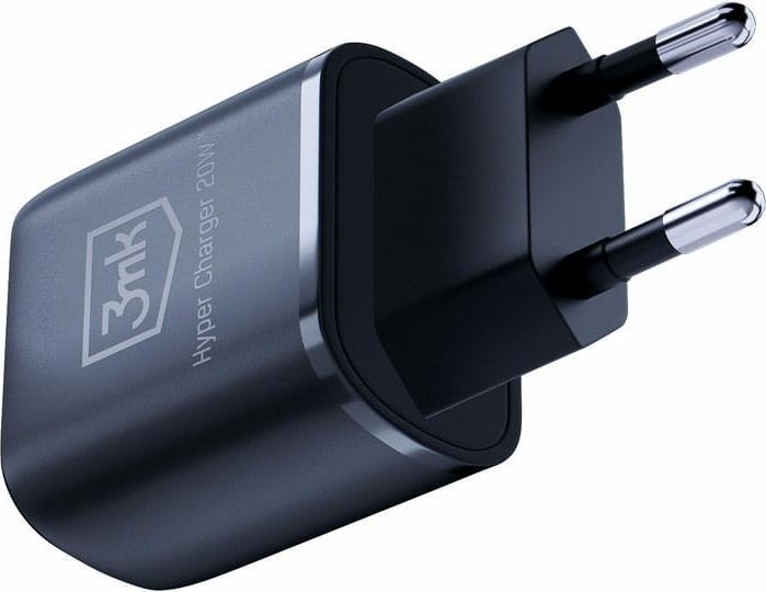 Immagine prodotto 3MK HyperCharger 20W 1xUSB-C + 1xUSB-A ładowarka sieciowa PD/QC czarna/nero (20 W)