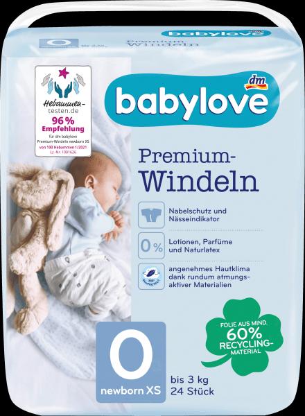 Produktbild dm babylove Premium-Windeln (Gr. 0, Tragepack, 24 Stück)