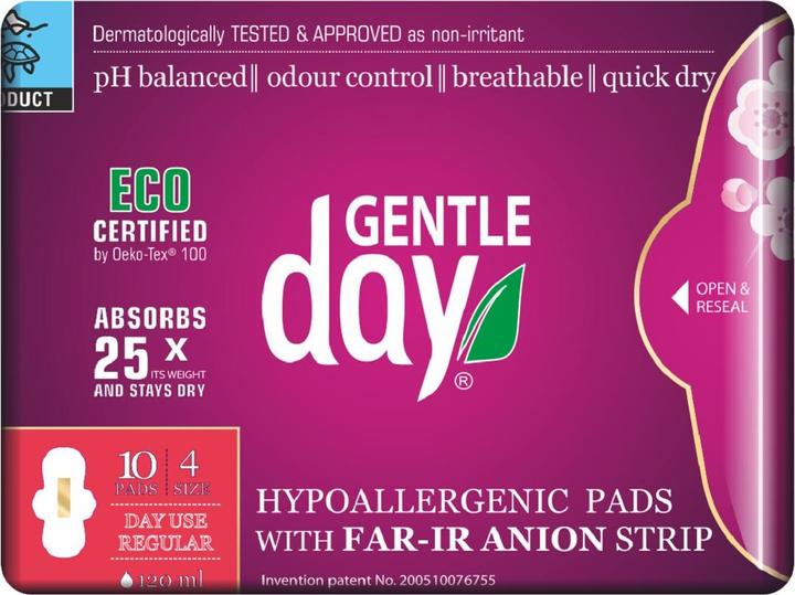 Produktbild Gentle Day Pads With Far-Ir Anion Strip Sanitary Napkins For The Day From Anion Stripe Eco 10Pcs (10 x)