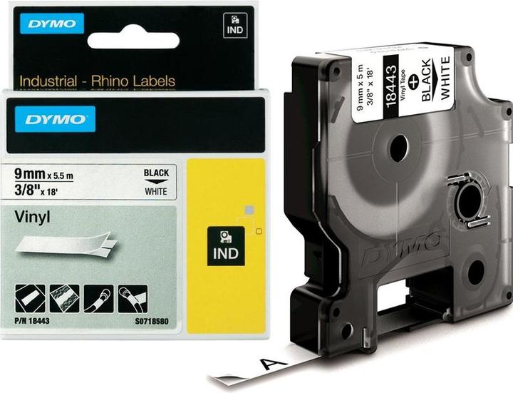 Immagine prodotto Dymo Nastro vinilico Rhino, 18443, bianco (0.90 cm, Bianco)