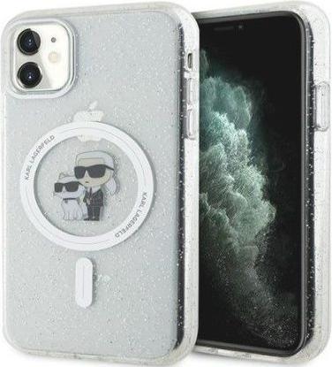 Actual product image Karl Lagerfeld KLHMN61HGKCNOT iPhone 11 / Xr 6.1" transparent hardcase Karl&Choupette Glitter MagSaf (Apple iPhone 11, Apple iPhone XR)