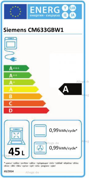 Energie-Label Siemens Cm633gbw1