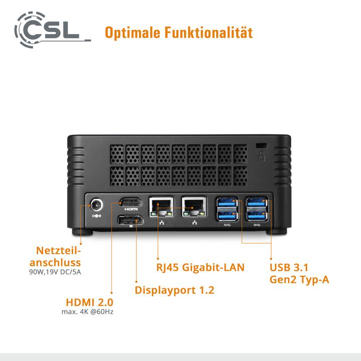 Image du produit CSL Mini-PC X300 / 5700G / 32Go / 2000Go SSD / Windows 11 Pro (AMD Ryzen 7 5700G, 32 Go, 2000 Go, AMD Radeon Graphics)