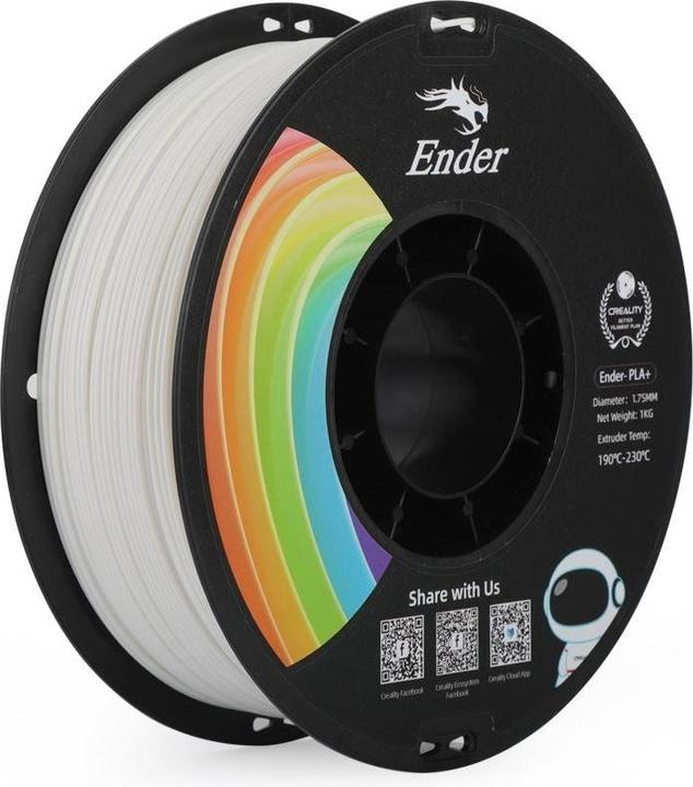 Actual product image Creality Filament PLA+ White, 1.75 mm, 1 kg (PLA, 1.75 mm, 1000 g, White)