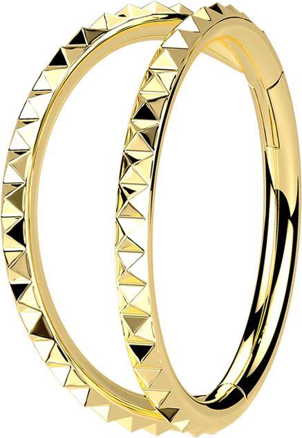 Star Piercing Micro Segmentring klappbar vergoldet zwei Ringe Pyramiden (ohne Messing, Chirurgenstahl 316L)