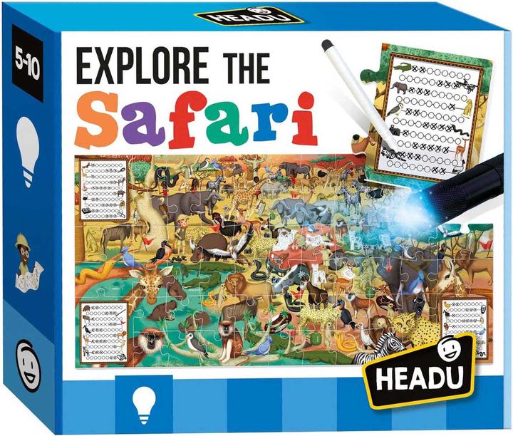 Produktbild Game Explore Safari mit Taschenlampe (70 Teile)