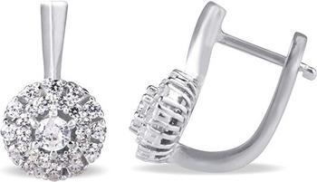 Beneto Glittering silver earrings with clear zircons AGUC2263 (L)