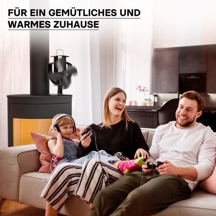 Image du produit Wiltec Ventilateur de poêle Bois 4 Pales 50-300°C Autoalimentation thermique par Chaleur Sans courant Four