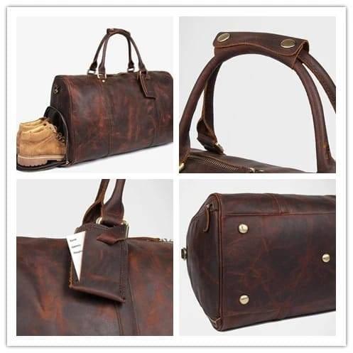 Immagine prodotto Only-Bags.Store Borsone in pelle pieno fiore con scomparto per le scarpe, borsa da viaggio da uomo, borsa per il