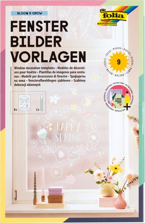 Produktbild Folia Fensterbilder-Vorlagen "BLOOM & GROW", inkl. Kreide