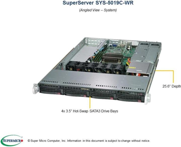 Produktbild Supermicro 5019C-WR: LGA1151, 2x500W NT