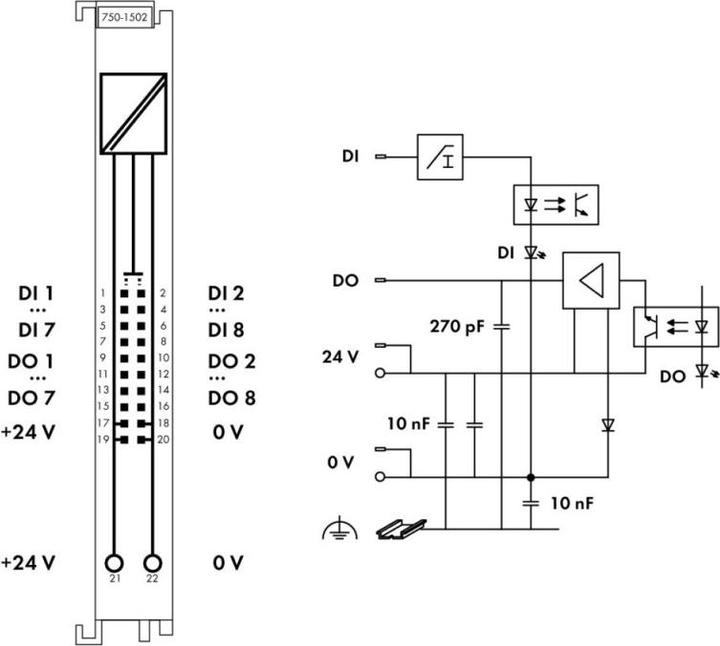 Actual product image Wago Digital I/O module DC Series 750 18-31.2V 750-1502