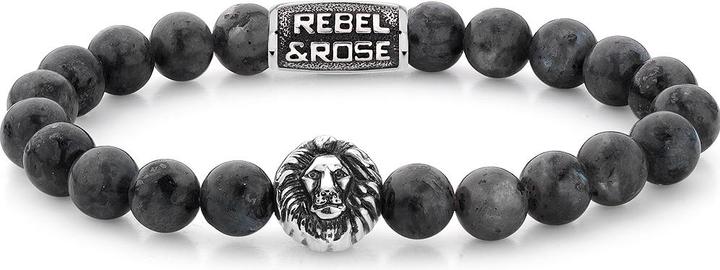 Rebel & Rose Lion Grey (17.50 cm, Edelstahl, Echtstein)
