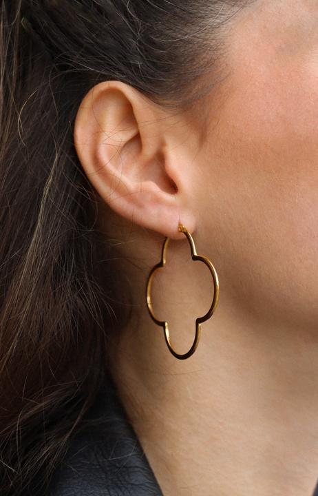 Immagine prodotto Tara Style Big Clover Hoops - Creolen (waterproof) (100% impermeabile, Acciaio inossidabile placcato oro 18k)