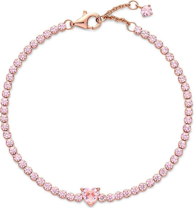 Immagine prodotto Pandora Bracciale da tennis in oro rosa 14k con pavé di cuori scintillanti (16 cm, placcato oro rosa, Metallo)