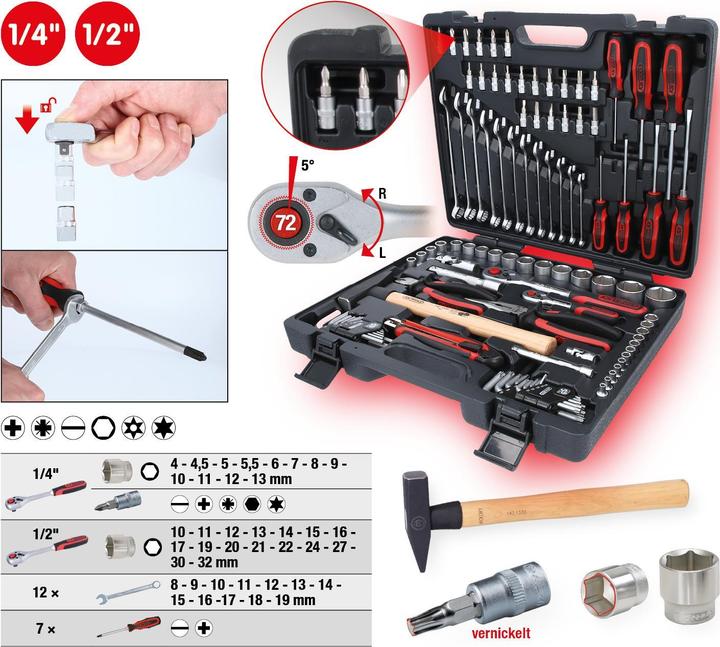 Actual product image KS Tools 1/4 +3/8 +1/2 Universal-Werkzeug-Satz 97-tlg. (97 pieces)