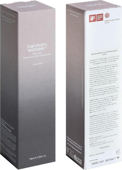 Actual product image Haruharu Wonder Wonder Black Rice Moisture Soft Cleansing Gel 100ml - Fermented Black Rice Face Wash Foam Cleanser (Gel, 100 ml)
