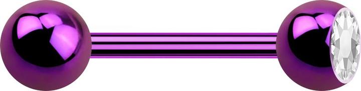 Star Piercing Barbell violett mit Kugel und Kugel Kristall silber (ohne Messing, Titan G23)