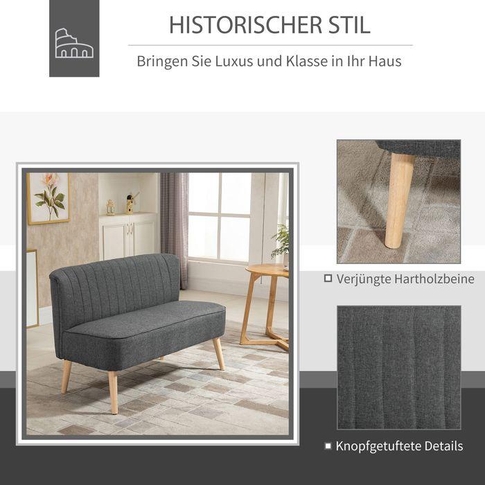 Produktbild Swisshandel24 2-Sitzer Stoffsofa Polstersofa Sitzmöbel Loungesofa Holz Schaumstoff Dunkelgrau 117 x 56,5 x 77 cm (2-Sitzer)