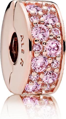 Pandora Clip Pavé Glanz Rosa in Rosé (Silber 925, Schmuckstein)