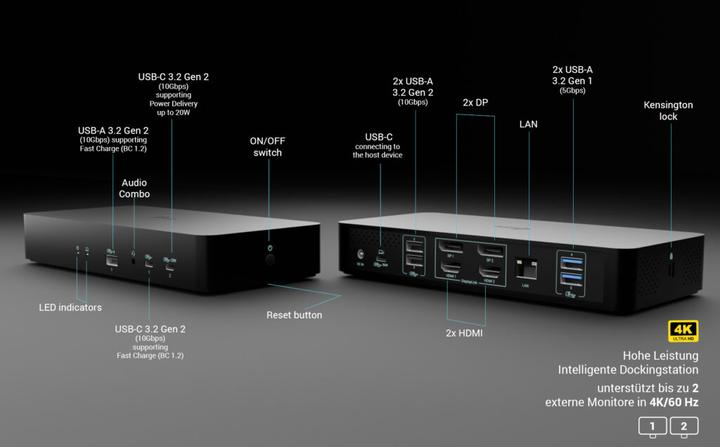 Produktbild i-tec USB-C/A Intelligent Dual DS+PD100W, Universal (USB-C, 9 Ports)