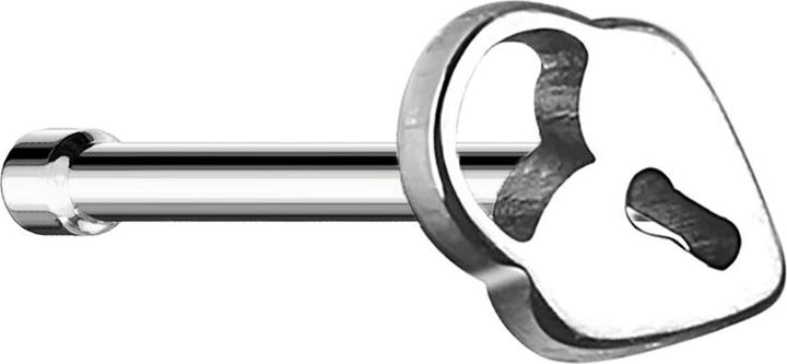 Star Piercing Nasenstecker gerade silber mit Herzschloss (Chirurgenstahl 316L, ohne Messing)