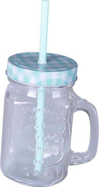 Produktbild MICA Living Trinkglas mit Deckel und Trinkhalm - 450 ml - 1 Stück (0.45 l)