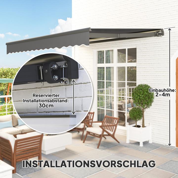 Produktbild Outsunny Klemmmarkise Aluminium, Polyester Grau (3 m)