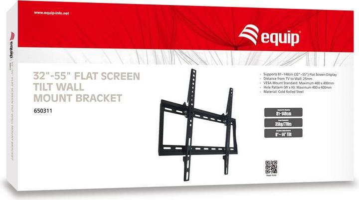 Produktbild equip Wandhalterung für Flat Screens 80,96cm - 139,15cm 32 Zoll - 55 Zoll neigbar VESA bis 35 Kg (Wand, 55", 40 kg)